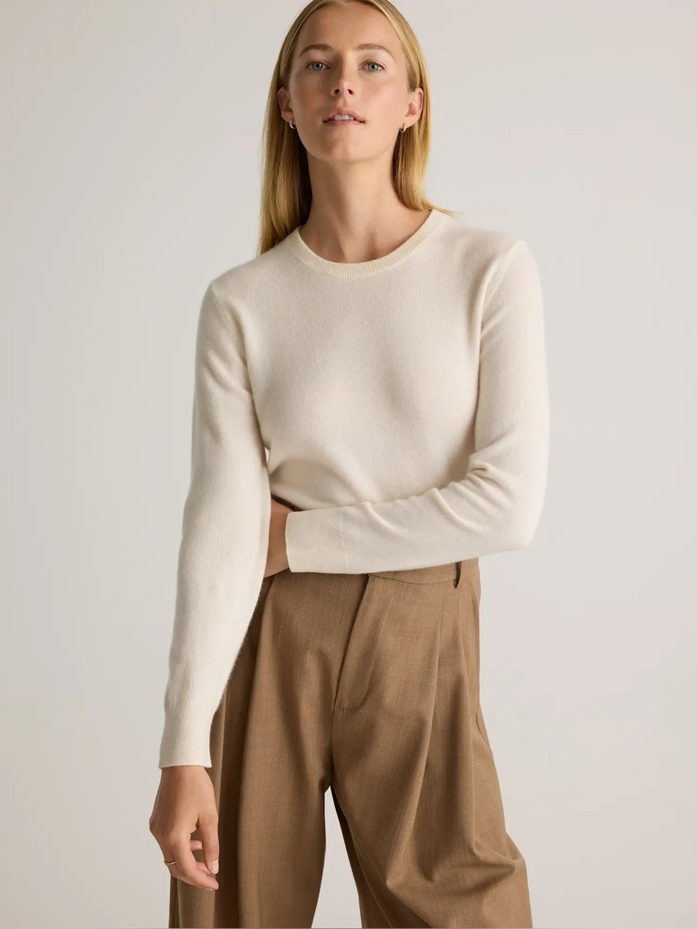 Quince Mongolian Cashmere Crewneck Sweater Ivory Cream *Review Sizing Note/Pics*